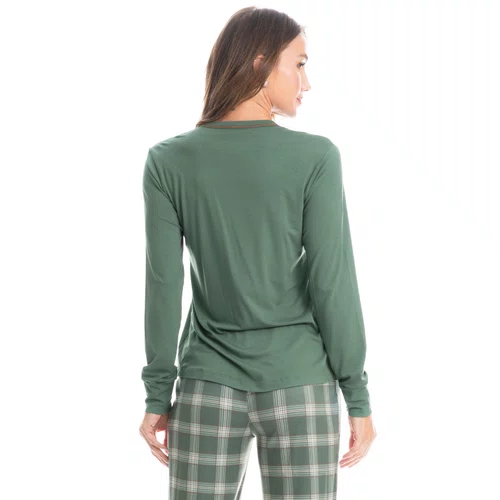 Pijama Longo Enjoy Verde Xadrez Daniela Tombini