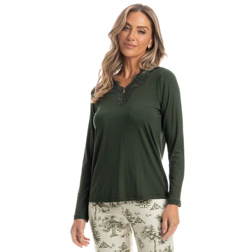 Pijama Longo Figueira Verde Oliva Daniela Tombini