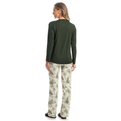 Pijama Longo Figueira Verde Oliva Daniela Tombini