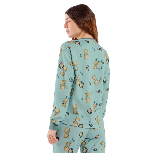 Pijama Longo Flanelado Juntos Na Neve Cor Com Amor