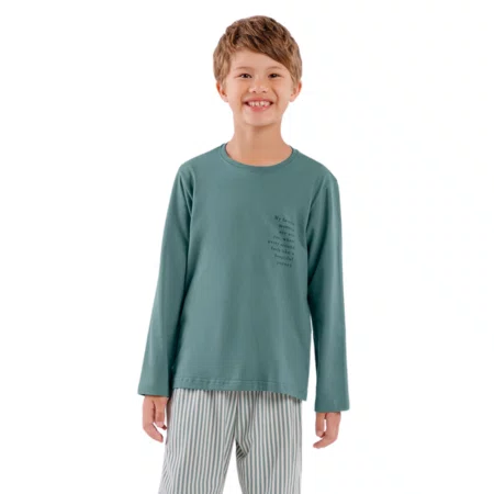 Pijama Longo Infantil Listras Cor Com Amor
