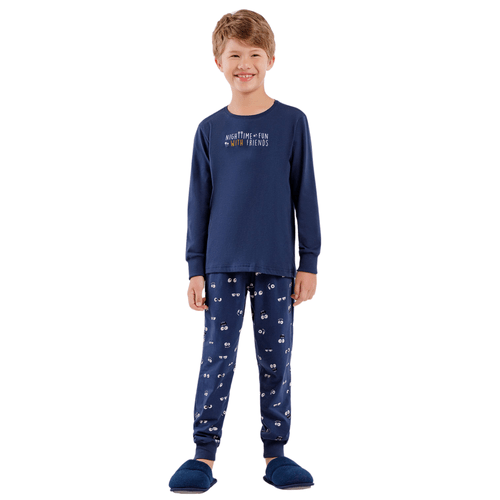 Pijama Longo Infantil Menino Marinho Fun Cor Com Amor