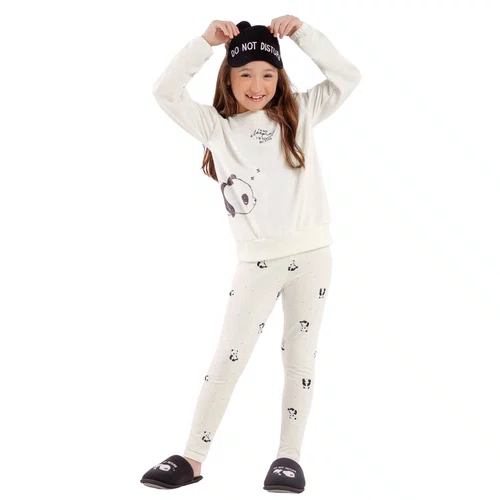 Pijama Longo Infantil Quentinho Pandinhas Cor Com Amor