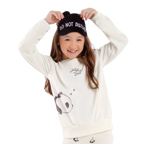 Pijama Longo Infantil Quentinho Pandinhas Cor Com Amor