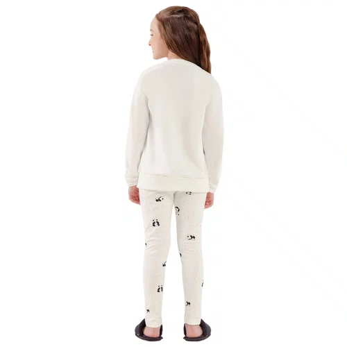 Pijama Longo Infantil Quentinho Pandinhas Cor Com Amor