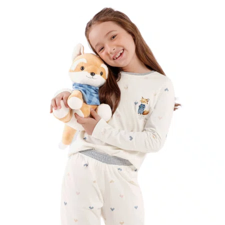 Pijama Longo Infantil Raposinha Cor Com Amor