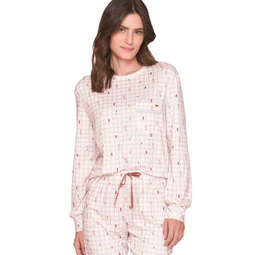 Pijama Longo Jogger Charmy Cottage Rosa Lua Lua