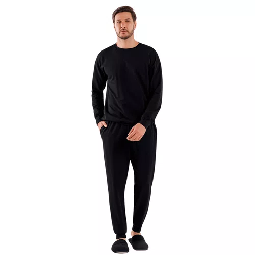 Pijama Longo Masculino Basic Preto Cor Com AMor