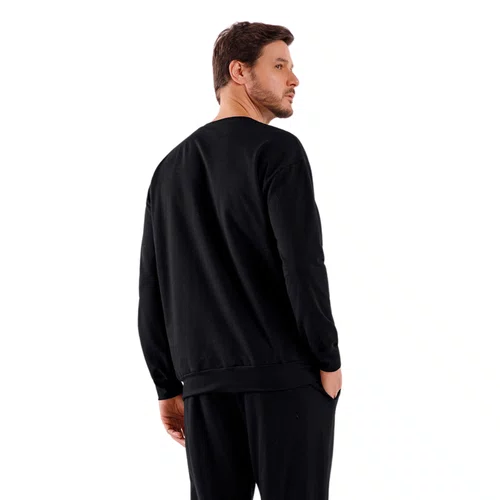 Pijama Longo Masculino Basic Preto Cor Com AMor
