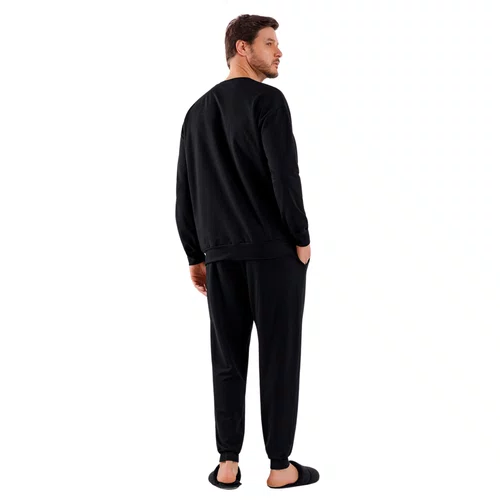 Pijama Longo Masculino Basic Preto Cor Com AMor