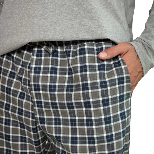 Pijama Longo Masculino Flanela Mescla Xadrez Marinho Up Man