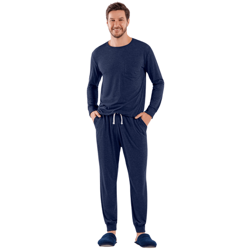 Pijama Longo Masculino Marinho Cor Com AMor