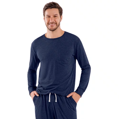 Pijama Longo Masculino Marinho Cor Com AMor
