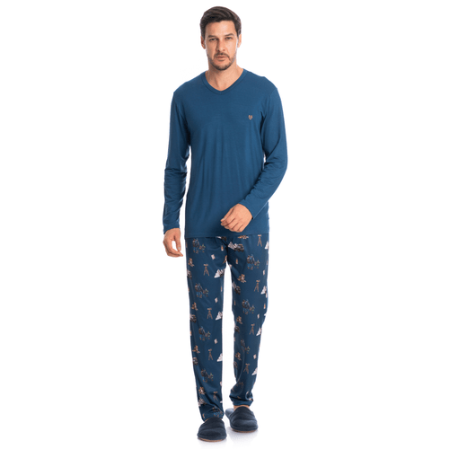 Pijama Longo Masculino Trekking Marinho Tombini