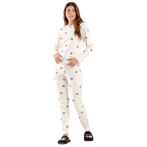 Pijama Longo Off Ursinhos Panda Cor Com Amor