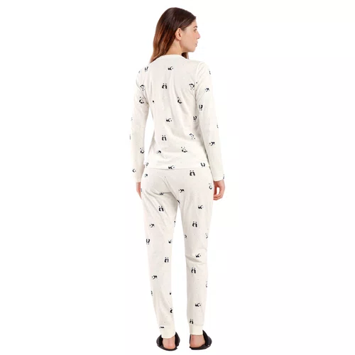 Pijama Longo Off Ursinhos Panda Cor Com Amor