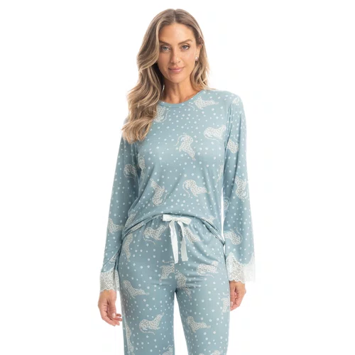 Pijama Longo Wide Angelina Azul Claro Daniela Tombini