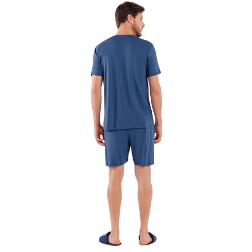 Pijama Maculino Curto Classic Azul Cor Com Amor