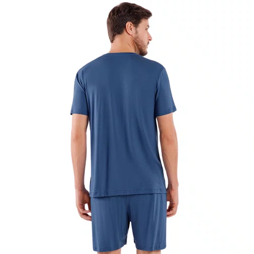 Pijama Maculino Curto Classic Azul Cor Com Amor
