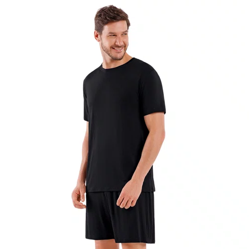 Pijama Maculino Curto Classic Preto Cor Com Amor