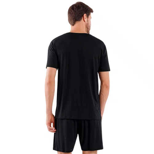 Pijama Maculino Curto Classic Preto Cor Com Amor