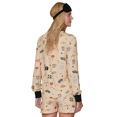 Pijama Manga Longa e Short Happy Place Lua Lua