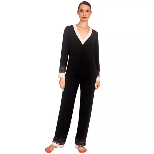 Pijama Manga Longa Preto Renda Revedenfant