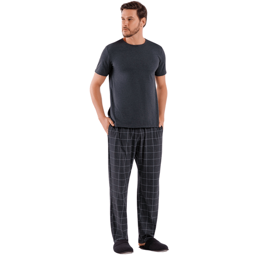 Pijama Masculino Com Calça Chumbo Xadrez Cor Com Amor