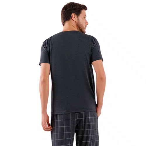 Pijama Masculino Com Calça Chumbo Xadrez Cor Com Amor