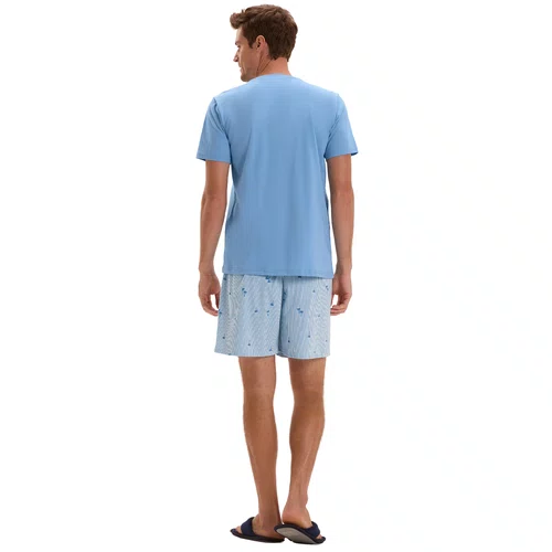 Pijama Masculino Coqueiros Azul Cor Com Amor