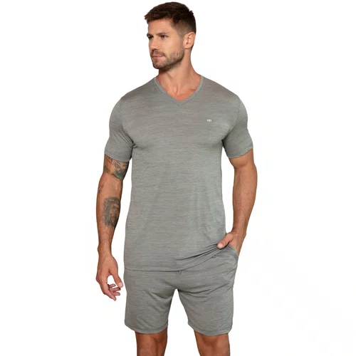Pijama Masculino Curto Poliamida Cinza Up Man