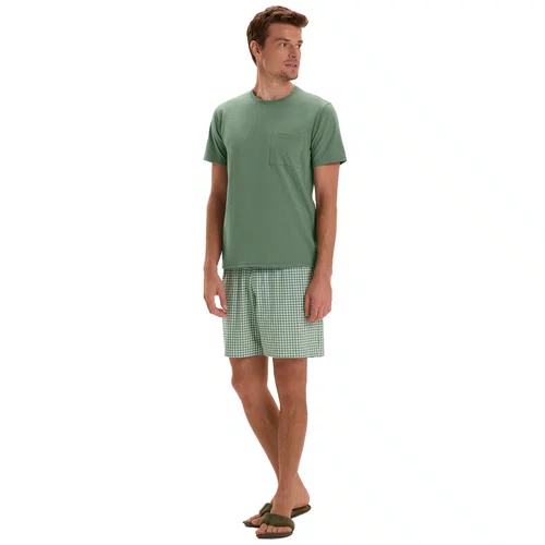 Pijama Masculino Xadrez Verde Natal Cor Com Amor