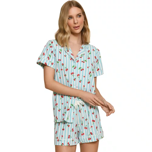 Pijama Miss Victtoria Listras Cereja Azul