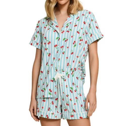 Pijama Miss Victtoria Listras Cereja Azul