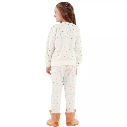 Pijama Quentinho Moletom Girl Off Corações Cor Com AMor