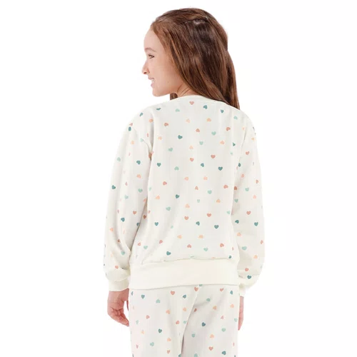 Pijama Quentinho Moletom Girl Off Corações Cor Com AMor