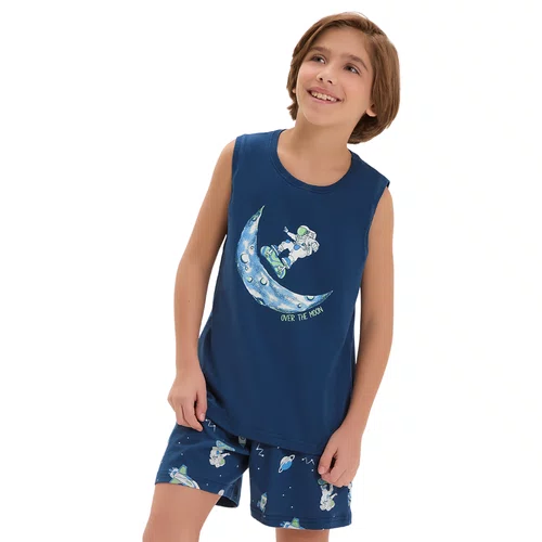 Pijama Regata Infantil Menino Espaço Navy Cor Com Amor
