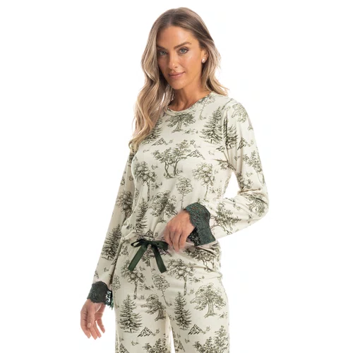 Pijama Wide Leg Figueira Verde Escuro Daniela