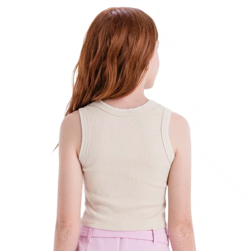 Regata Cropped Bege Pespontos Vanilla