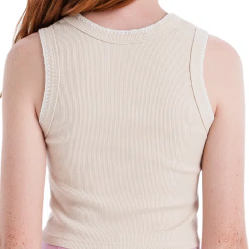 Regata Cropped Bege Pespontos Vanilla