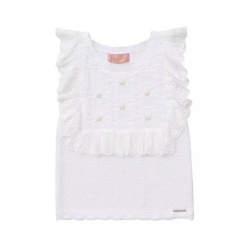Regata Tricot Ponto Rendado Flores Pituchinhus