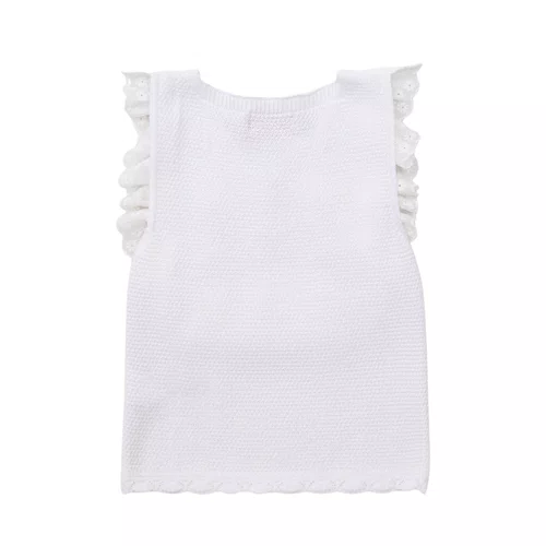 Regata Tricot Ponto Rendado Flores Pituchinhus