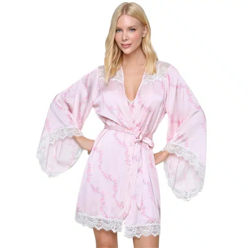 Robe Cetim Quartzo Floral Rosa Miss Victtoria