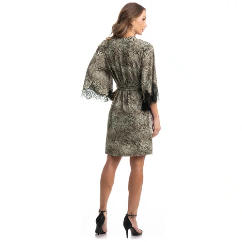 Robe Curto Onça Renda Preto Daniela Tombini