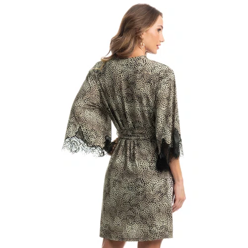 Robe Curto Onça Renda Preto Daniela Tombini
