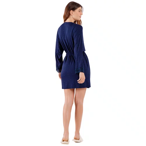 Robe Marinho Poas Manga Longa Cor Com Amor