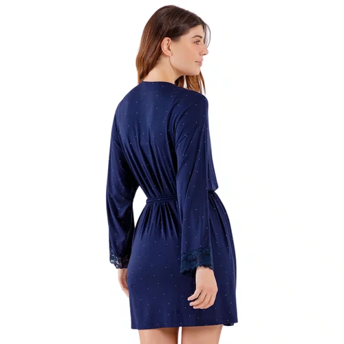 Robe Marinho Poas Manga Longa Cor Com Amor