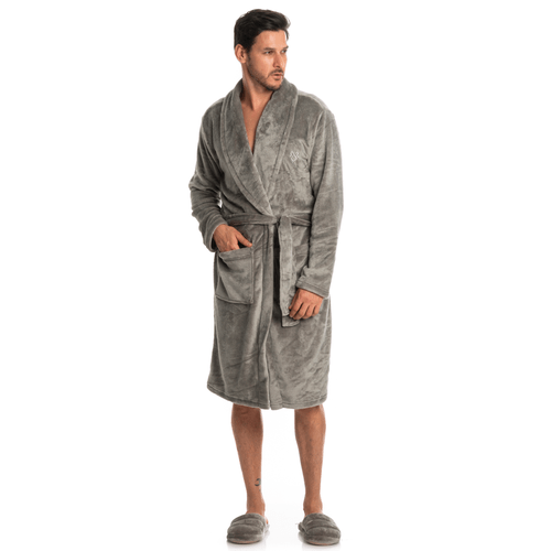 Robe Masculino Leo Cinza Fleece Tombini
