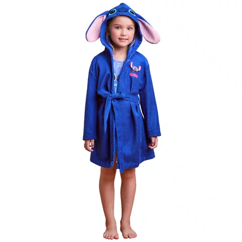 Roupão Atoalhado Stitch Azul Orelhinhas Anime