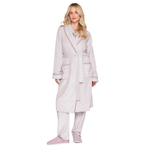 Roupão Feminino em Fleece com Bordado Coziness Lua Luá